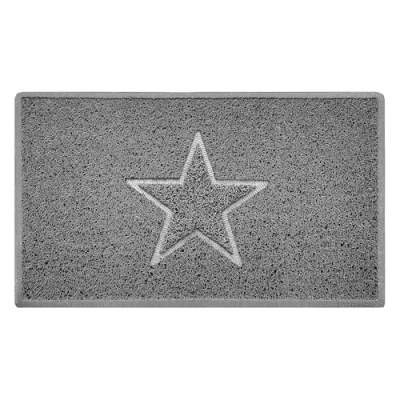 Imagen de Nicoman Estrella Felpudo Logotipo en Relieve Rizos de Vinilo Entrada Bienvenido Lavable Alfombra (Usar Interiores y Exteriores), Medio (75x44cm), Gris