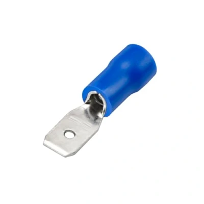 Imagen de Heschen macho desconexiones rápidas aislado de vinilo 4,8 x 0,5 mm cable terminal para 1,5 2,5 mm² (16 14 AWG) azul 100 unidades