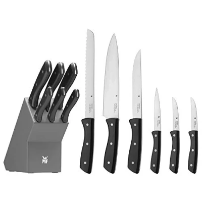 Imagen de WMF Profi Select Juego de 6 Cuchillos con Soporte Color Gris, Hoja Acero Templado Filo Larga Duración