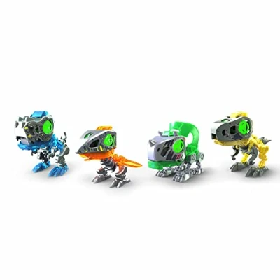 Imagen de Silverlit YCOO Pack 4 Robots Dinosaure à Construire 9cm, Effets Sonores Et Lumineux, Jouet Collectionner, Dès 5 ANS