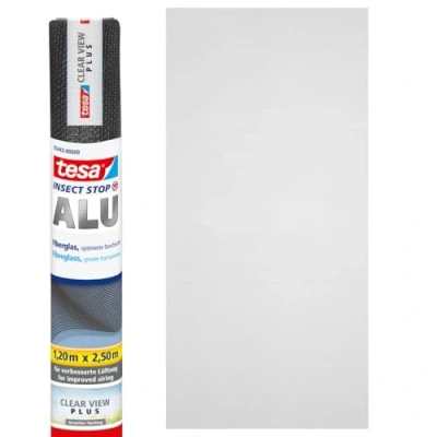 Imagen de tesa® Insect Stop ALU Comfort Rollo de Recambio para Mosquitera Fibra Vidrio Malla Ajustable Resistente a los rayos UV 120 cm x 250 Gris Antracita