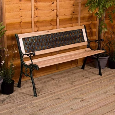 Imagen de Home Discount Garden Vida Banco de jardín Estilo Cruz, Hierro Fundido, Multicolor, H 74 x W 123 D 53 cm Approx