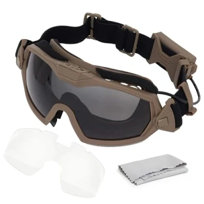 Imagen de JOYASUS Antivaho Tactical Airsoft Paintball Protector de Cristal Regulador Gafas Esquí Snowboard Deporte (Tan)