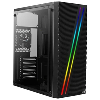 Imagen de Aerocool Streak PC Gaming Case, Mid Tower, ATX, RGB, 18 Lighting modes, Full Window, Ideal for First Time and Experienced gamers , Black