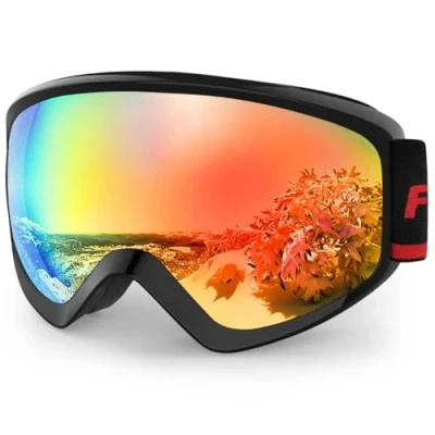 Imagen de Findway Gafas Esqui Niño 8 14 Años Mascara de Niña OTG Ajustable Anti Niebla Protección UV Compatible con Casco para Esquiar Deportes Invierno (Lente Roja (VLT 9.6%))