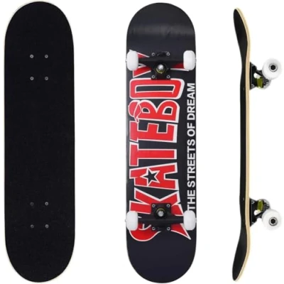 Imagen de ERNAN Skateboard,Monopatín Completo Profesional de 31 x 8 Pulgadas,7 Capas Monopatín Madera Arce con Rodamiento ABEC 7 para Niño Niña/Adulto Principiante. (SBY)