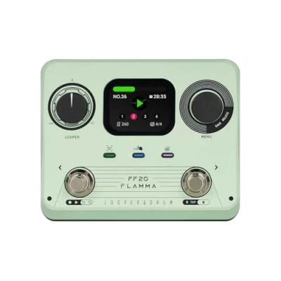 Imagen de FLAMMA FF20 Looper Pedal Drum Machine, 2 en 1 Guitarra Loop Pedales Verde