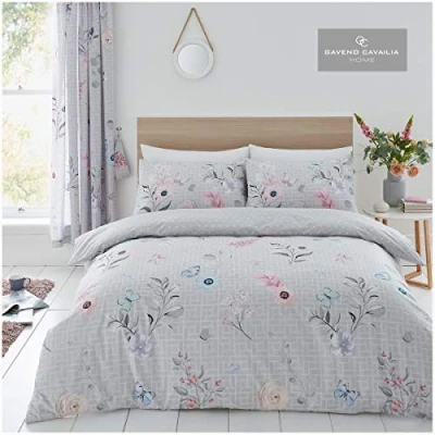 Imagen de GC GAVENO CAVAILIA Juego de edredón geométrico Lujo, Floral, Fundas Cama polialgodón, botánico Natural, tamaño King