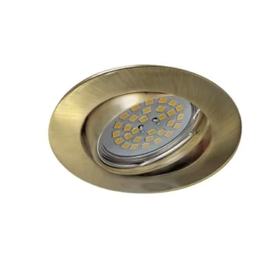 Imagen de wonderlamp 1 Unidad Foco empotrable Basic techo Redondo, incluye Portalámparas GU10, Diámetro de 8,5 x 1,5 cm. Ojo buey basculante 30, Oro viejo