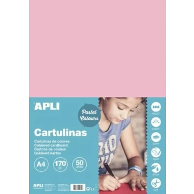 Imagen de APLI 14235 Cartulina rosa A4 170 g , pack de 50 cartulinas