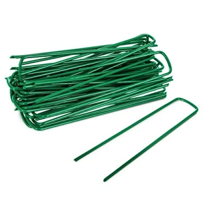 Imagen de AWEHIRU ANCHOR STAKE 20 clavijas de acero inoxidable verde para césped artificial, membrana malezas, lonas, ideal sostener hojas suelo, asegurar red, control malezas jardín