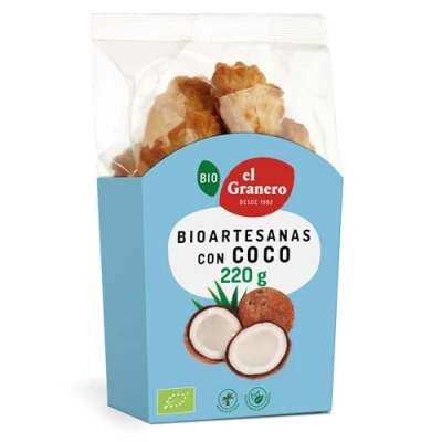 Imagen de El Granero Integral Galletas Artesanas con Coco BIO 220 g Alto Contenido en Fibra y Nutrientes Esenciales Propiedades Energéticas Bajo Índice Glucémico Aptas para Veganos