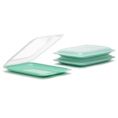 Imagen de Tatay Set de 3 Unidades Porta Embutidos y Alimento Fresh, Libre BPA, Reutilizables, Apilables, Apto Lavavajillas Microondas, Color Menta.Medidas 17 x 3,2 25,2 cm