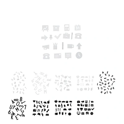 Imagen de Design Letters Iconos de Oficina para Tablero Letras 20 Piezas (Blanco) una dimensión lúdica el Cartas, diseño Borde nítido los íconos asegura Apariencia gráfica