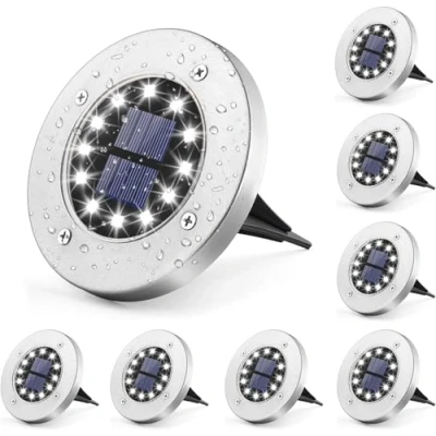 Imagen de GIGALUMI luces solares para el suelo,12 ledes, 8 unidades, suelo, funciona con energía solar, de camino, terrazas al aire libre, lámpara paisaje césped, patio
