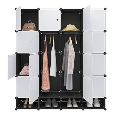 Imagen de WOLTU Armario Modular Estantería por Módulos DIY, de 20 Cubos con Puertas, para Almanceje Ropa, Juguetes, Zapatos SR0090sw