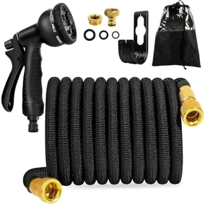 Imagen de FASCINATDECO Manguera Jardin Extensible 30 Metros, con Pistola Rociadora de 8 Funciones, Conectores Latón 3/4&quot;,1/2&quot; Sin Enredos Ideal para Jardinería y Hogar (15M)