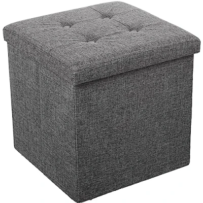 Imagen de DRW Puf pegable con almacenaje 45x45x45 cm (Gris Oscuro Poliester)