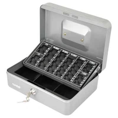 Imagen de HMF 10022 09 Caja de caudales, para contar dinero 25 x 18 9 cm, plata