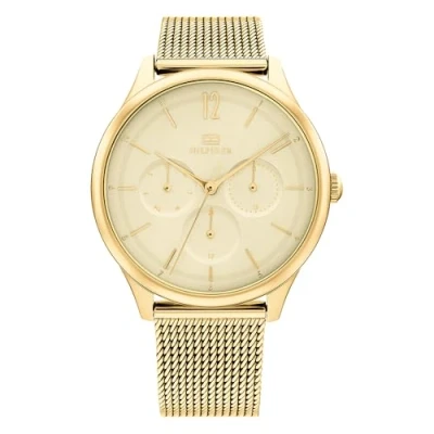 Imagen de Tommy Hilfiger Reloj Analógico de Cuarzo multifunción para mujer con correa malla acero inoxidable dorado 1782458