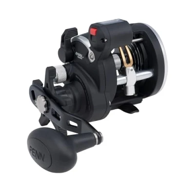 Imagen de PENN Pesca Unisex Penn, Rival Level Wind Convencional Carrete 15, relación de Engranajes 5.1:1, 2 rodamientos, tasa recuperación 29 Pulgadas, Mano Derecha, Caja, Negro/Plata, RIV15LWLC
