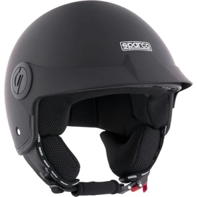 Imagen de Sparco Riders 95145 Casco Demi Jet con Peak para Motocicletas Negro Mate Carcasa de ABS Talla XS, Unisex Adulto