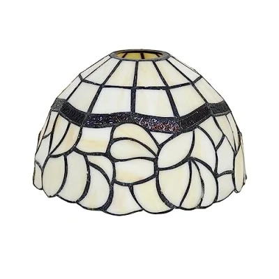Imagen de Reemplazo de pantalla lámpara estilo Tiffany 8 pulgadas, vidriera floral pastoral solo para lámparas mesa, colgantes, luces pared, agujero grande