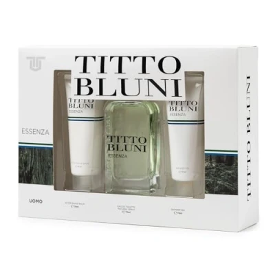 Imagen de TITTO BLUNI Essenza Uomo, Estuche de Regalo Hombre, Colonia 75 ml + After Shave Gel Baño ml, Eau Toilette Natural y Masculina, Aroma Cítrico Especiado, Fragancia Fresca Duradera