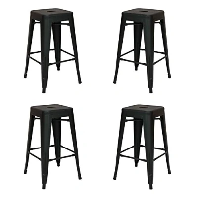 Imagen de Vaukura Taburete Medio Oliix Mate (Pack4) Cocina de Estilo Industrial (Negro)