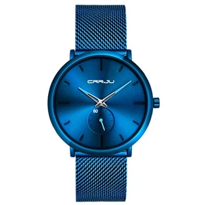 Imagen de SUPBRO Reloj Analógico para Hombre de Cuarzo con Correa en Acero Inoxidable Azul Impermeable Relojes Business Casual Pulsera