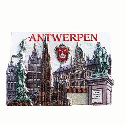 Imagen de imán de nevera 3D Amberes Bélgica para decoración hogar y cocina,