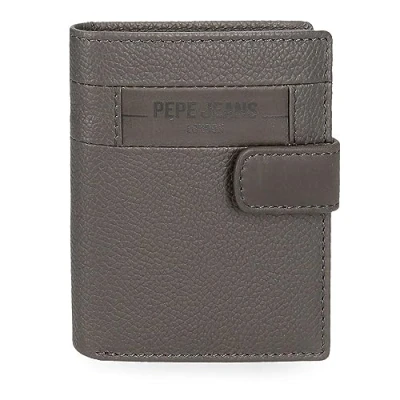 Imagen de Pepe Jeans Checkbox Cartera Vertical con Cierre de Clic Gris 8,5x10,5x1 cms Piel