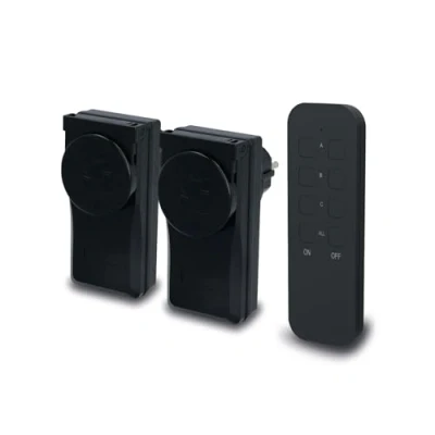 Imagen de Unitec 48113 enchufes para exteriores con control a distancia (2 y un mando distancia), color negro [Importado de Alemania]