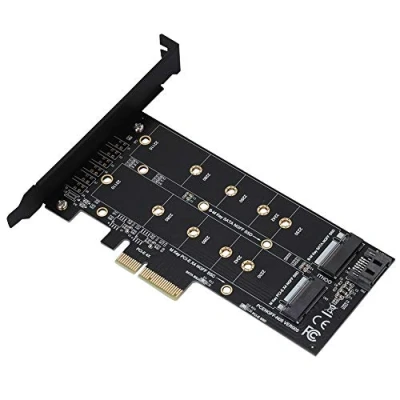 Imagen de Annadue Tarjeta adaptadora PCI E 4X a M.2, Vertical E, de Red Ex_Press, Interfaz Dual expansión, con indicador Estado LED, para SSD NVMe NGFF
