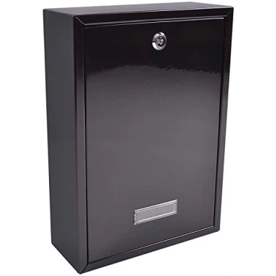 Imagen de Burg Wächter MB11BK Forth puerta de acceso trasera y buzón correo montado en la pared acero galvanizado, con cerradura, resistente a intemperie, Black, 251 x 354 100 mm