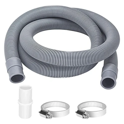 Imagen de Manguera de Lavadora 3m, Aguas Residuales con Conector Desagüe y 2 Abrazaderas Manguera, Extensión para Lavavajillas