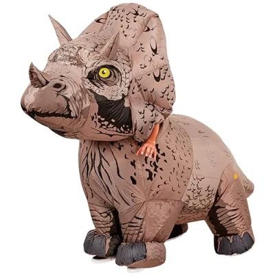 Imagen de Rubies Disfraz de dinosaurio inflable Triceratops para adultos, talla única