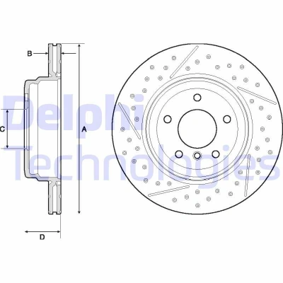 Imagen de DELPHI BG4714C Disco de freno 324 22 5 ventilado revestido altamente carbonizado sin cojinete rueda, anillo sensor ABS BMW: 3 Berlina, Touring