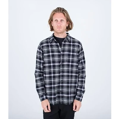 Imagen de Hurley Portland Organic Flannel SS Camisa, Negro, M para Hombre