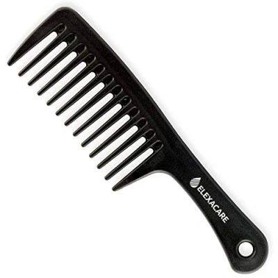 Imagen de Elexacare Peine para rizar, color negro, dentado ancho (aprox. 24 cm) rizos y pelo largo