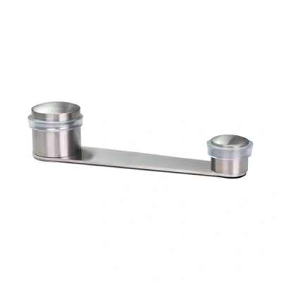 Imagen de Tope Para Puerta con Retenedor Giratorio Laton Fijación Adhesiva o Tornillo +Taco de Hasta 70 mm Grosor I 152DUAL EVI HERRAJES (Inox Mate Goma Transparente)