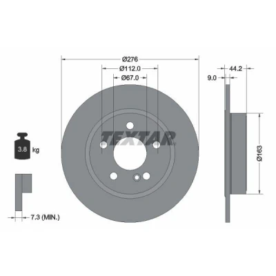 Imagen de TEXTAR PRO 92241303 Disco de freno 276 9 05/06 112 macizo revestido sin perno sujeción rueda, buje rueda MERCEDES BENZ: Clase A