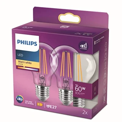 Imagen de PHILIPS LED Classic 60W Standard E27 Blanc Chaud Non Dimmable Lot de 2
