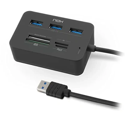 Imagen de NOX XTREME PRODUCTS Card Reader Complete USB 3 NXLITERDRONE HUB y Lector de Tarjetas, 3.0, Windows XP / Vista 7 8 10; Mac OS 10.x; Linux, Color Negro, 77 x 50 26 mm