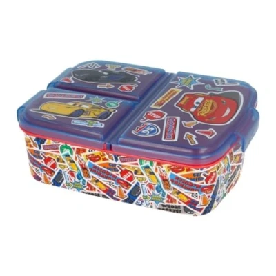 Imagen de My sweety pop Caja de merienda para niños, guardería infantil Escuela Vacaciones Comida 19,5 cm Idea regalo 3 compartimentos Cars Rojo Niño, 18920