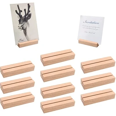 Imagen de LONHCHI 10 soportes de madera para tarjetas mesa, soporte fotos haya maciza, cartón aturkarton boda, número mesa restaurantes, bodas, banquetes y fiestas