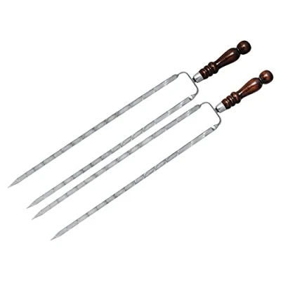 Imagen de Lote de 2 pinchos dobles 60 cm con mango madera.