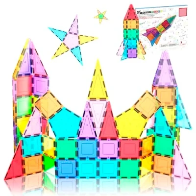 Imagen de PicassoTiles Bloque de construcción magnético 32piezas Juego Temas Refuerzo Cohetes Kit Educativo Juguete con imanes Aprendizaje ingeniería Stem Apilamiento