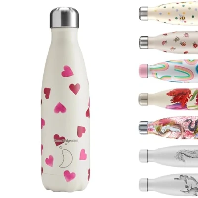 Imagen de Chilly&#039;s Botella de agua acero inoxidable y reutilizable, a prueba fugas, sin sudor, corazones, 500 ml