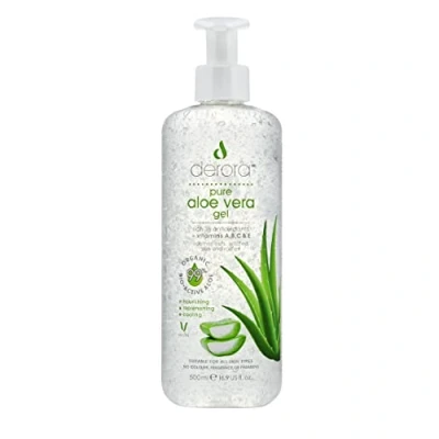 Imagen de Derora Gel de Aloe Vera 500ml Contiene Ingredientes 100% puros y naturales Bio Activo para curar, calmar e hidratar la piel, cara cuerpo Libre Crueldad Vegano